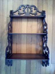 Ornate Walnut Shelf With Beautiful Carved Details, 3 Shelves In Graduating Sizes For Wall