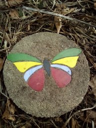 Concrete Paver With Butterfly Design In Stained Glass  For Outdoor Use