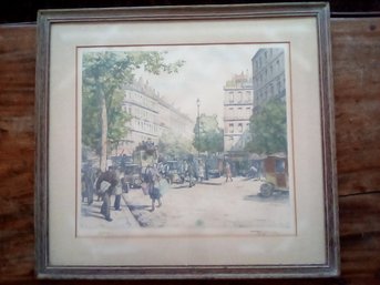 Hand Pencil Signed & Numbered Etching Print Of The Les Grand Blvd Paris By Tavik Frankinstin Simon