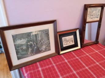 Three Vintage Prints By Currier & Ives ,'4 Seasons Of Life'  'American Homestead Winter' And Frozen Up '