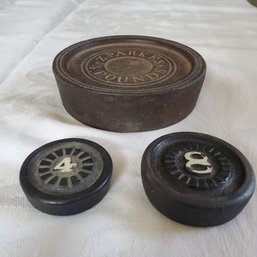 Three Antique Scale Counter Weights Z Parks