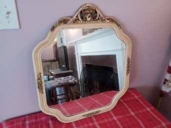 Vintage Mirror With Decorative Wooden Frame And Moldings