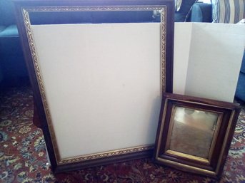 Two Vintage Frame Lot - Large Wood And Smaller One With Silver Mirror Like Finish Insert