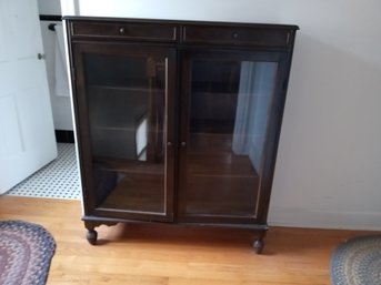 Beautiful Antique Book Case With Glass Front Doors And Two Drawers, With A Beautiful Mahogany Finish.