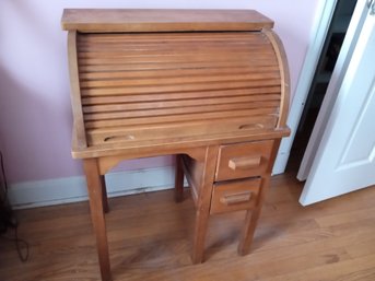 Beautiful Vintage Childs Roll Top Desk And Chair