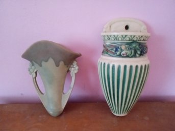 Two Beautiful Vintage Roseville Pottery Wall Pockets -Corinthian & Carnelian I