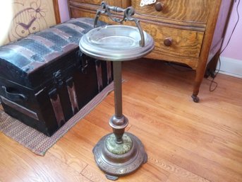 Vintage Pedestal Ash Tray With Beautiful Details And Brass Hardware