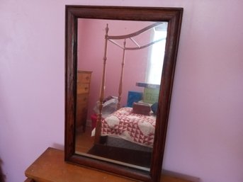Beautiful Vintage Mirror With Wooden Oak Frame 22.5' X 14.5'
