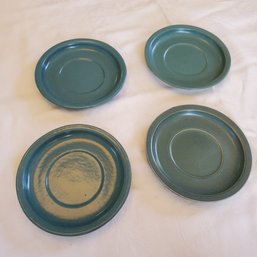 Four Bennington Pottery Turquoise Planter Coasters 1761