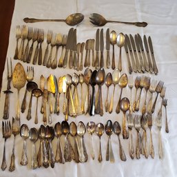 Large Lot (150 Pieces ) Of Silver Plate Flatware - Assorted Utensils - 13 Pounds / 10 Ounces