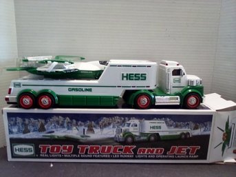 HESS Toy Truck & Jet With Real Lights, Multiple Sound Features, LED Runway Lights/ Operating Launch Ramp  E1