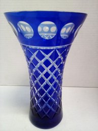 Gorgeous German Cobalt Blue Cut To Clear Vase       B2