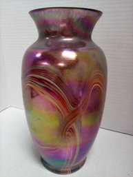 Vintage  Art Glass Vase Brightens Any Space With Stunning Colors   B2