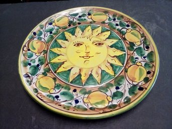 Hand Made In Ischian Island, Italy - Large Pottery Platter That Can Be Hung On Wall SR