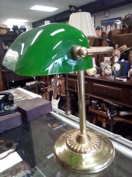 Glass Shade Brass Bankers Desk Lamp.  Classic Lighting To Illuminate Your Spaces.  E4