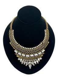 Brass And Rhinestone Bib Necklace