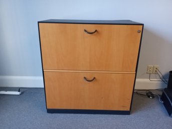 Modern Two Drawer File Cabinet With Wood Tone Laminate Drawers