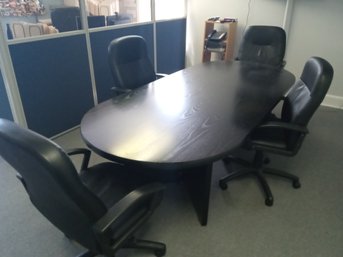 Beautiful Painted 8- Foot Long Oak Top Conference Table ( 4 Chairs Sold In Separate Lot )