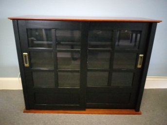 Beautiful Four Level Book Case With Wood And Glass Doors With Nice Cherry Finish