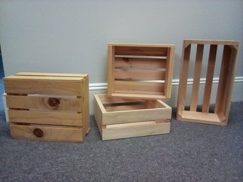 4 Piece Wood Pallet Style Boxes Are Attractive Features For Storage Or Display