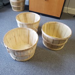 Three Store Display Wood Bushell Baskets