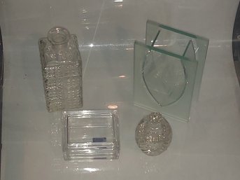 Crystal Pineapple Trinket Jar, Lead Crystal Decanter, Mikasa Glass Trinket Box And StudioVintage Mid Century