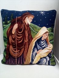 Nativity Themed Large Woven Throw Pillow - Adds The Christmas Spirit To Your Domain  A1