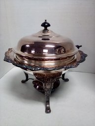 Vintage Covered Chafing Dish With Stand And Spirit Burner      A4