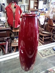 Beautiful Scheurich 16 In. Oxblood Red Vintage Amana 629-40 Torpedo Vase - From Germany       C23