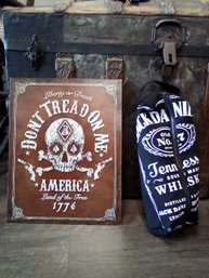 Insulated Jack Daniels Canvas Zippered Bag & Metal 2010 Dont Tread On Me Sign    E5