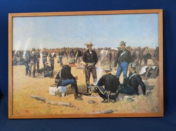 Collograph Of Frederic Remington 'A Cavalryman's Breakfast On The Plains' Painting