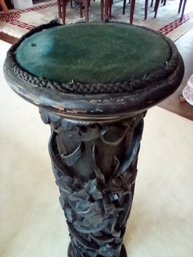 Vintage Deeply Carved Hardwood Sculpture Pedestal Purchased In Japan Mid 1960s