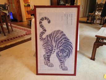 Beautiful Vintage Framed Print Of A Tiger