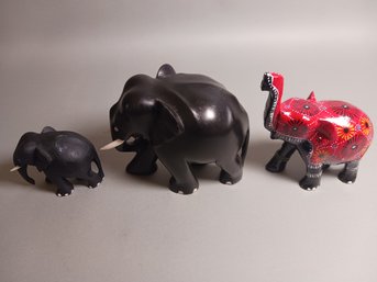Three Elephant Figurines