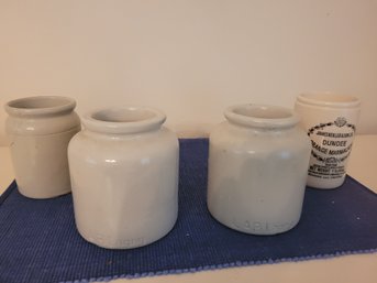 Beautiful Vintage Clay Mustard/ Marmalade Jars