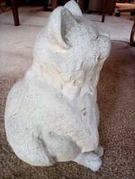 Cement Smiling Cat Statue Is A Charmer  For Home Or Garden Stands 9.50 Inches Tall