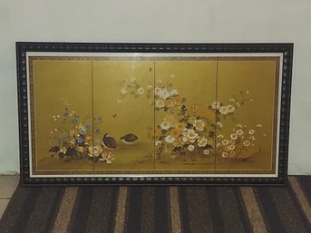 Edo Period Flowers And Birds 4 Panel Japanese Screne Art