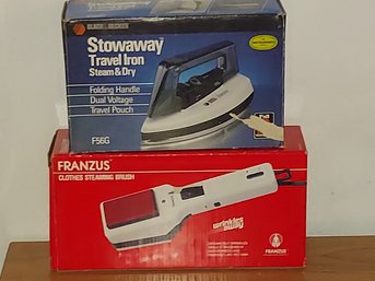 BLACK & DECKER Stowaway Travel Iron And FRANZUS Ckothes Steaming Brush