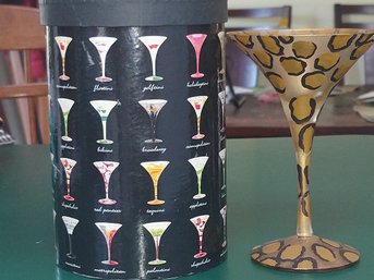 Santa Barbara Ceramic Design LOLITA The Martini Collection 10oz Leopardtini Glass
