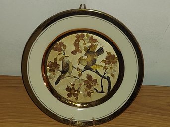 Collectible The Art Of Chokin 4 Inches Plate 24KT Gold Edged Made In Japan