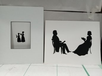 Beautiful Pair Of Silhouette Cutouts Woman And Girl  And Man And Woman WA