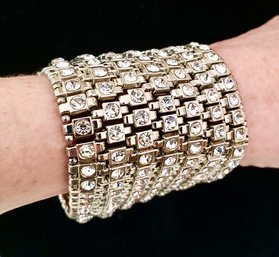 A Wow Factor!! From Iris Apfel Collection Thick Cubed Stretch Bracelet With Crystals