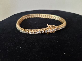 Cubic Zirconia Tennis Bracelet Gold Plated