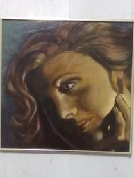 Vintage  Ayal Armon Portrait  Oil On Board Painting