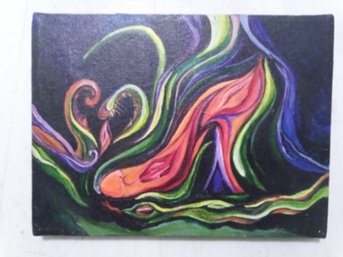 Vintage  David Thomas In The Beginning  Surreal Oil On Canvas Painting