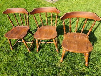 Three Wood Side Chairs By Hale