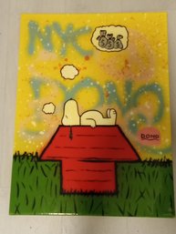 Contemporary  Dono Snoopy Dreams Pop Art Oil On Canvas Painting