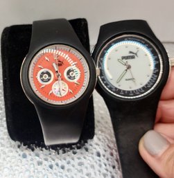 Two Pumas 1. 100 Meter Water Resistent Watch Battery Working! And One Needs New Band /battery !