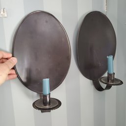 Pair Of Vintage Wall Mount Tin Candleholders