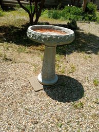 Beautiful Vintage Cement Outdoor Bird Bath With Floral Exterior Decoration